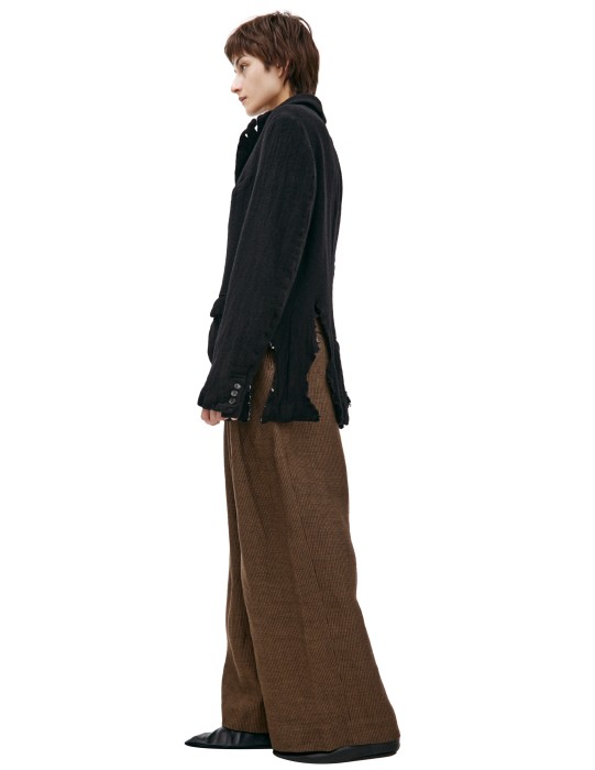 рваный пиджак из шерсти от бренда comme des garcons вид слева