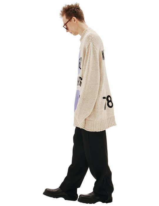 вязаный свитер с принтом paradise от бренда jil sander вид слева