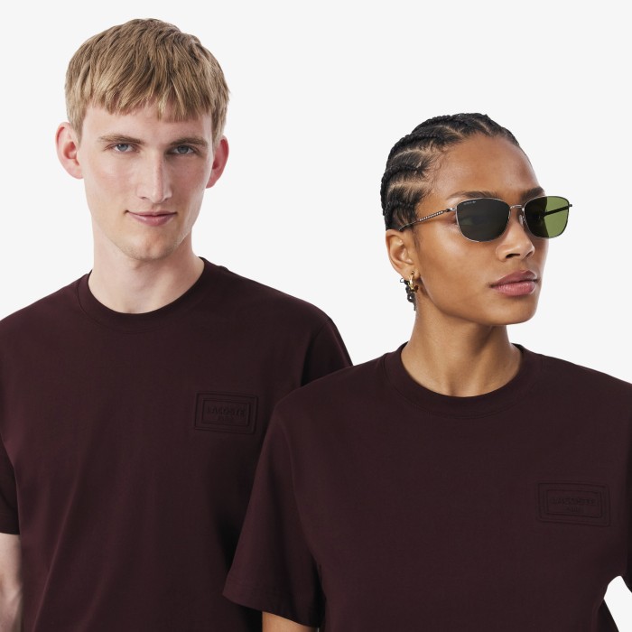 базовая унисекс футболка свободного кроя  от бренда lacoste вид слева