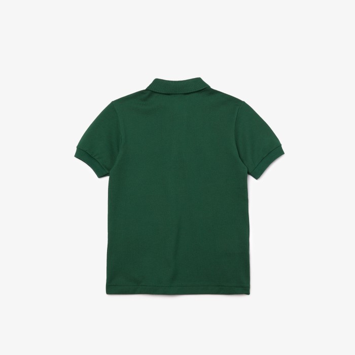 детское поло  из хлопка пике от бренда lacoste вид слева