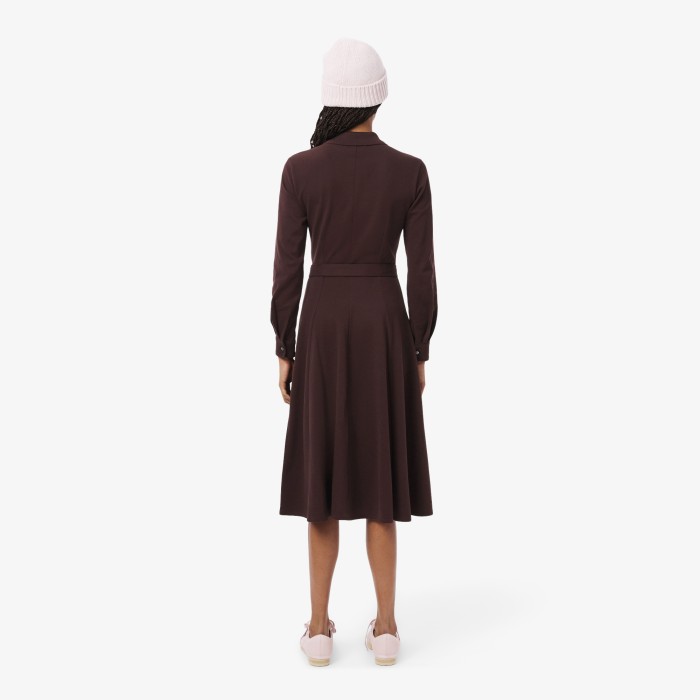 длинное платье-поло  с длинным рукавом от бренда lacoste вид слева