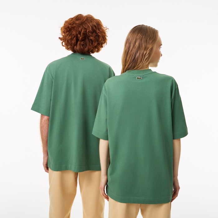 футболка  оверсайз унисекс из органического хлопка от бренда lacoste вид слева