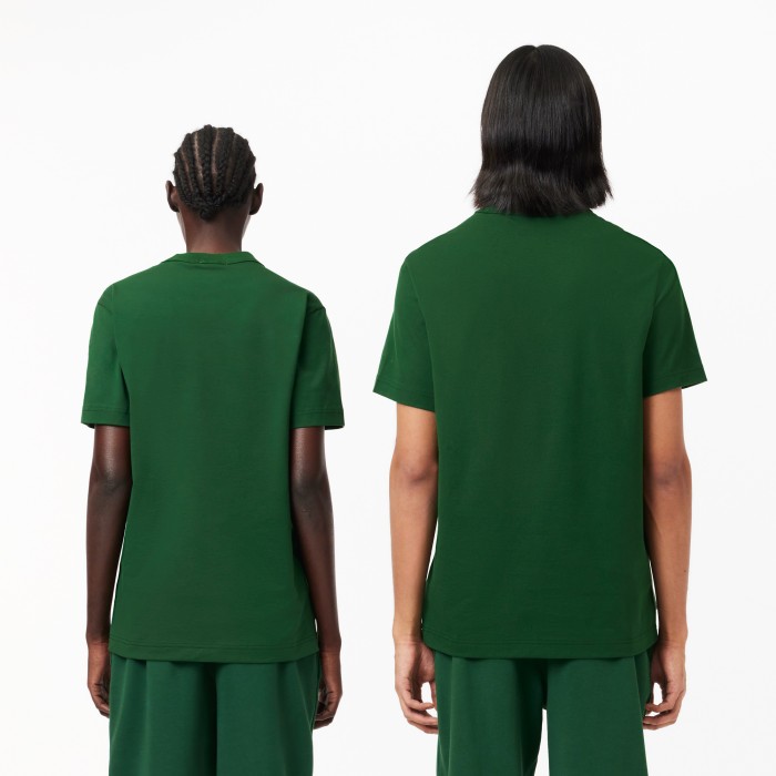 футболка  унисекс из хлопка от бренда lacoste вид слева