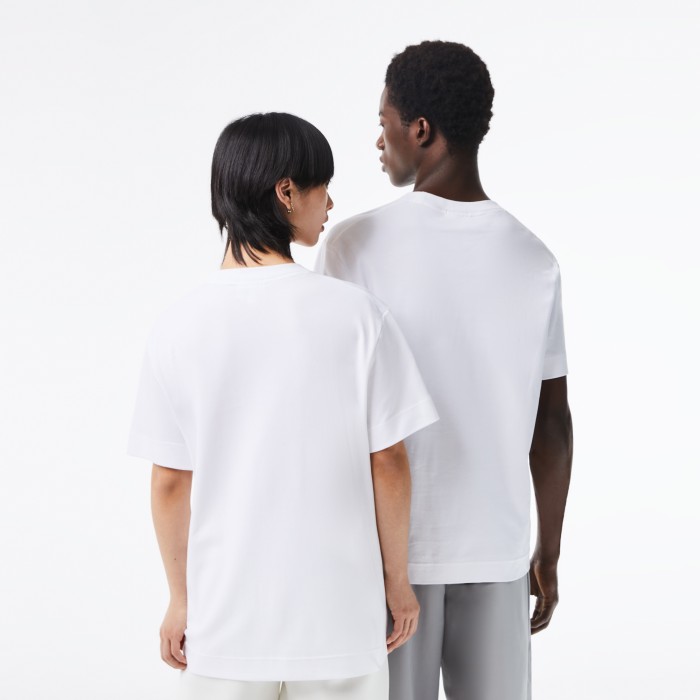 футболка  унисекс из органического хлопка от бренда lacoste вид слева