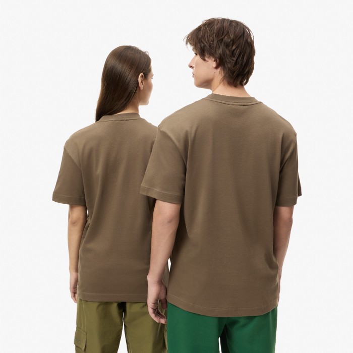 футболка  унисекс из органического хлопка от бренда lacoste вид слева