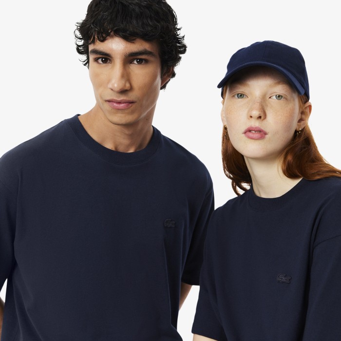футболка  унисекс свободного кроя из органического хлопка от бренда lacoste вид слева