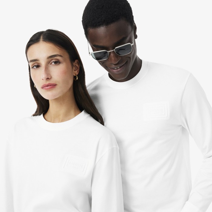 хлопковая футболка  с длинным рукавом унисекс от бренда lacoste вид слева