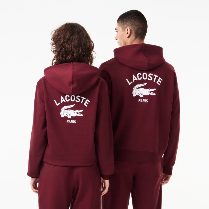 хлопковая толстовка - худи  унисекс с капюшоном от бренда lacoste вид слева