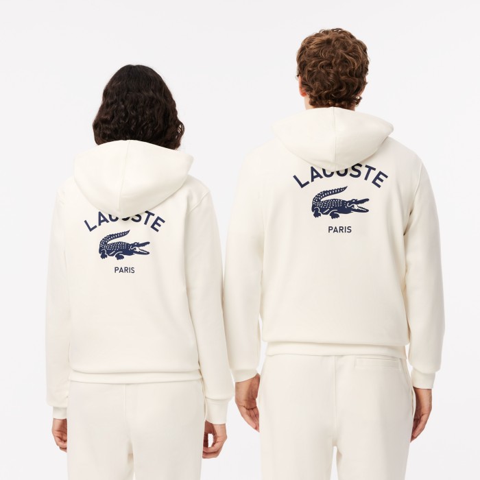 хлопковая толстовка  унисекс с капюшоном от бренда lacoste вид слева