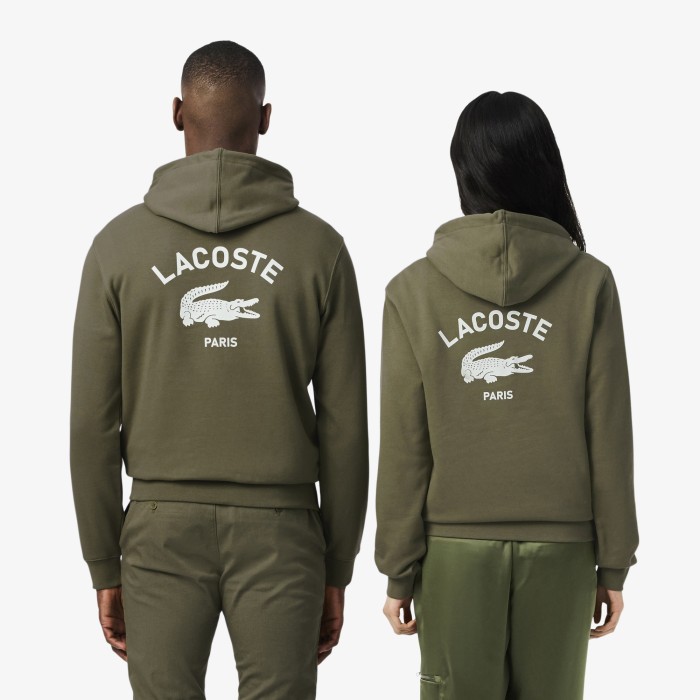 хлопковая толстовка  унисекс с капюшоном от бренда lacoste вид слева