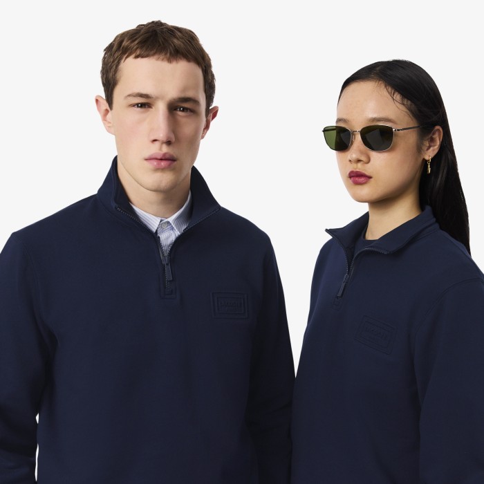 хлопковая толстовка  унисекс с воротником-стойкой от бренда lacoste вид слева