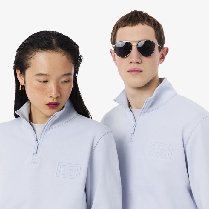 хлопковая толстовка  унисекс с воротником-стойкой от бренда lacoste вид слева