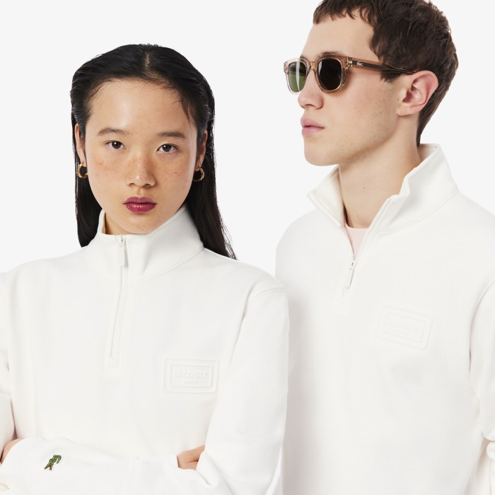 хлопковая толстовка  унисекс с воротником-стойкой от бренда lacoste вид слева