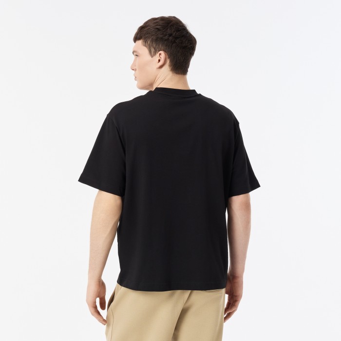 мужская футболка  из плотного хлопка с принтом от бренда lacoste вид слева