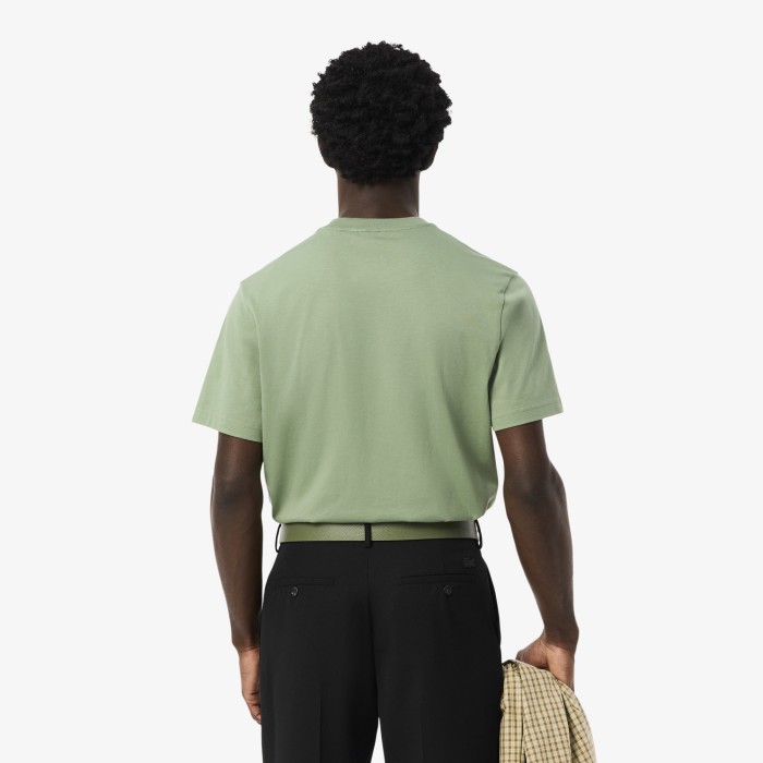 мужская хлопковая футболка  с коротким рукавом от бренда lacoste вид слева