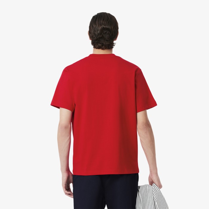 мужская хлопковая футболка  с коротким рукавом от бренда lacoste вид слева
