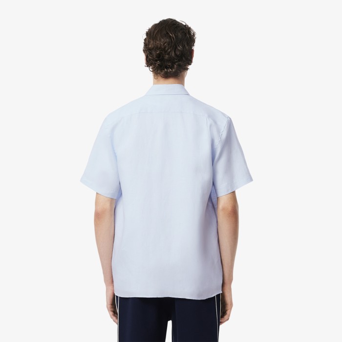 мужская льняная рубашка  от бренда lacoste вид слева
