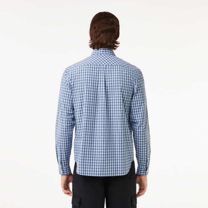мужская рубашка  check poplin в клетку от бренда lacoste вид слева
