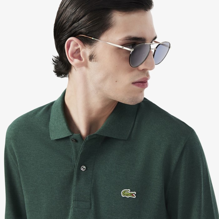 мужская рубашка-поло  l.12.12 с длинным рукавом от бренда lacoste вид слева