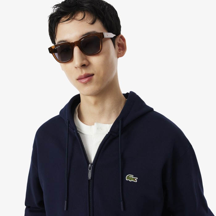 мужская толстовка-худи  на молнии от бренда lacoste вид слева