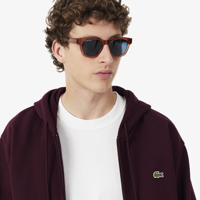 мужская толстовка-худи  на молнии от бренда lacoste вид слева