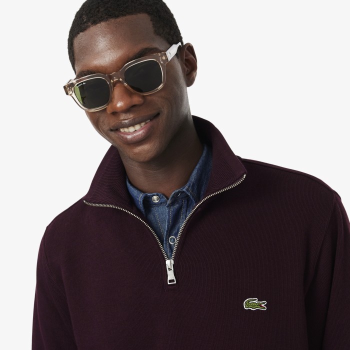 мужская толстовка  на молнии 1/4 от бренда lacoste вид слева