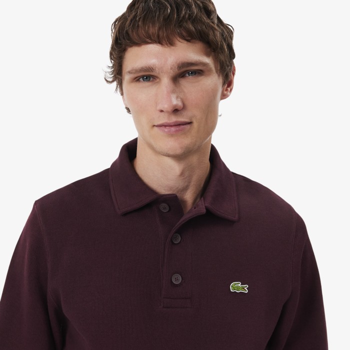 мужская толстовка  с воротником-поло из хлопка на пуговицах от бренда lacoste вид слева