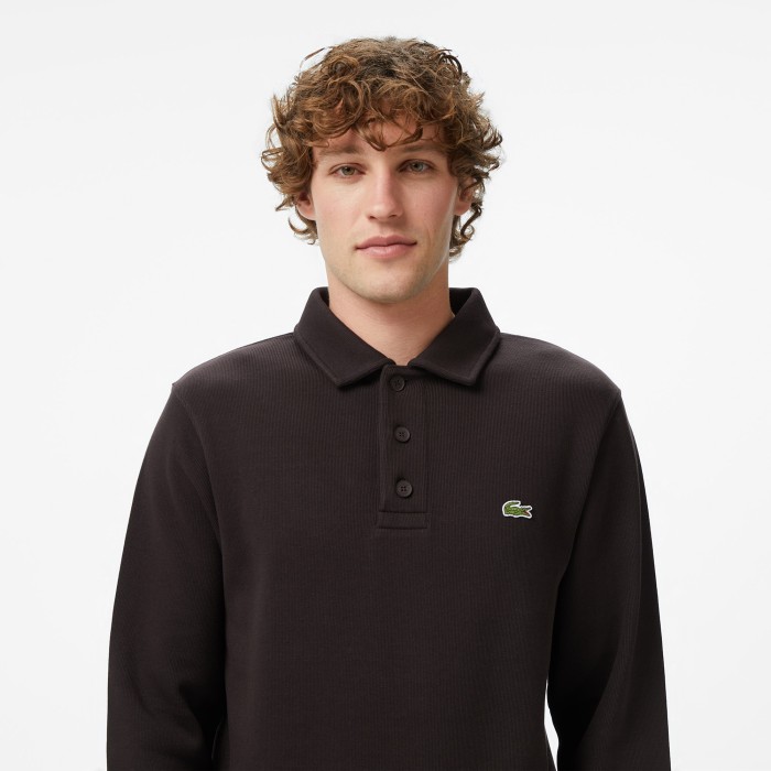 мужская толстовка  с воротником-поло из хлопка от бренда lacoste вид слева