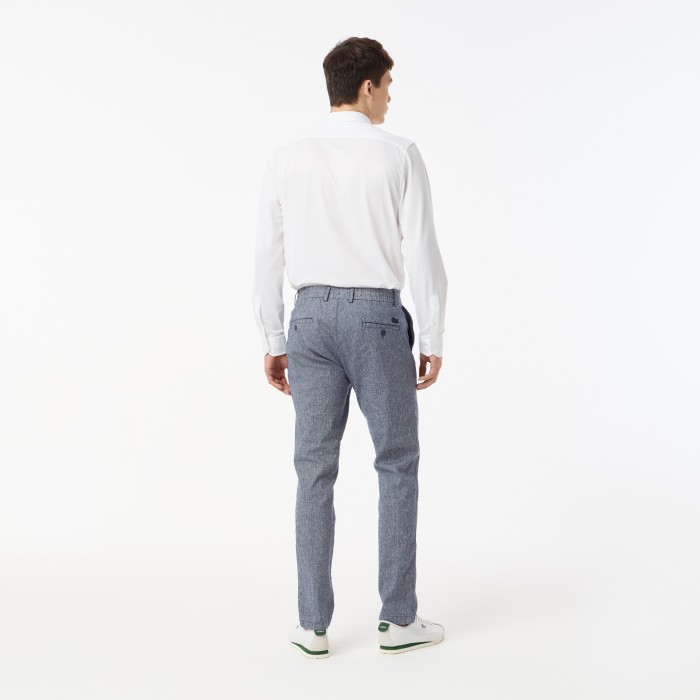 мужские брюки  из льна и эластичного хлопка от бренда lacoste вид слева
