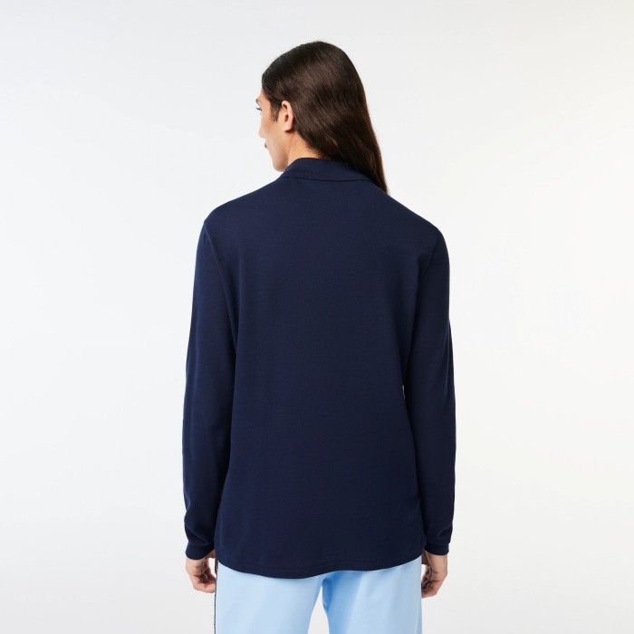 мужское поло  l.12.21 классического кроя с длинным рукавом от бренда lacoste вид слева