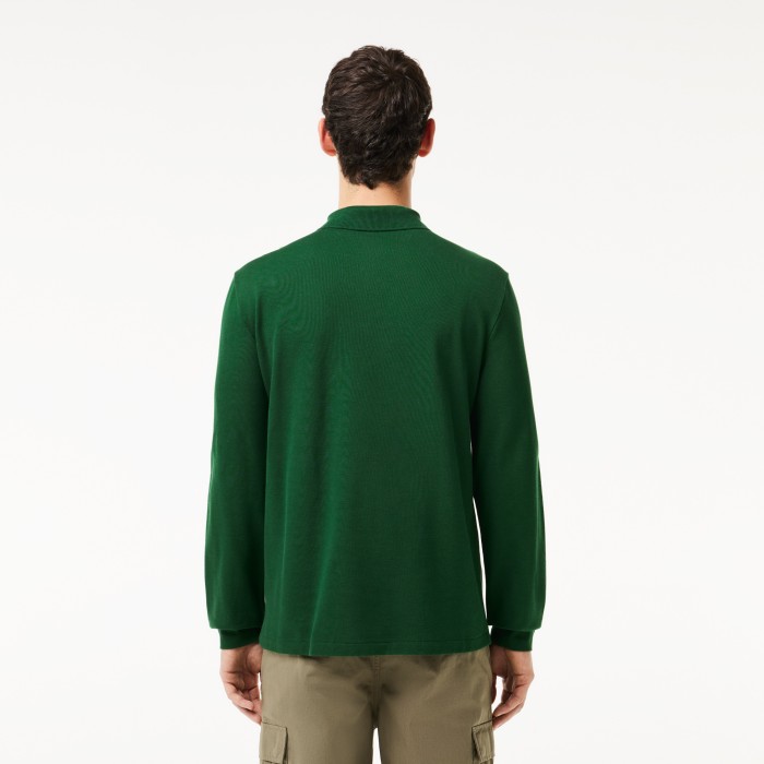 мужское поло  l.12.21 классического кроя с длинным рукавом от бренда lacoste вид слева
