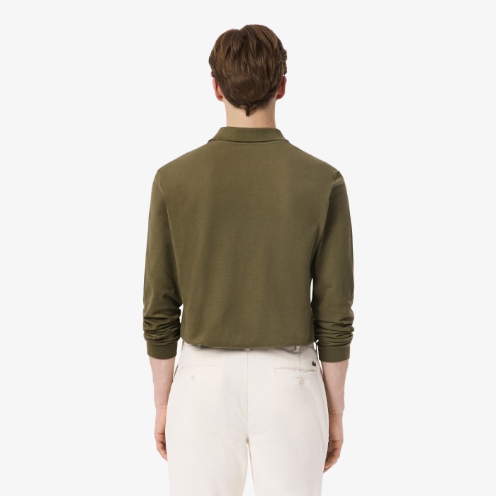 мужское поло  l.12.21 классического кроя с длинным рукавом от бренда lacoste вид слева