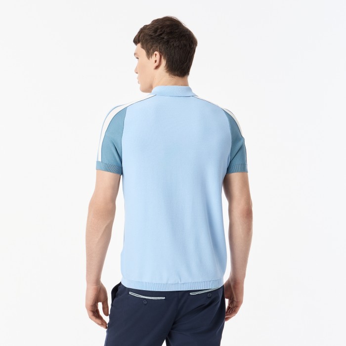 мужское трикотажное поло  из вискозы на молнии от бренда lacoste вид слева