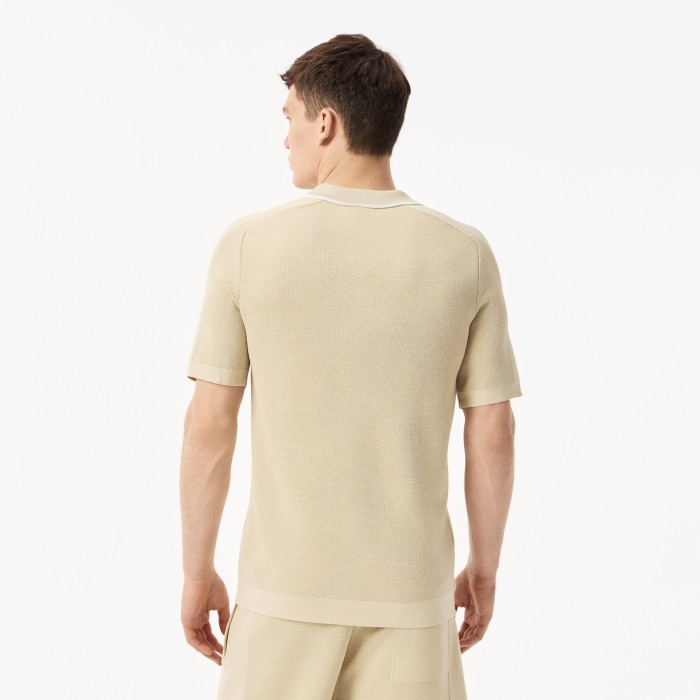 мужское вязаное поло  из вискозы от бренда lacoste вид слева