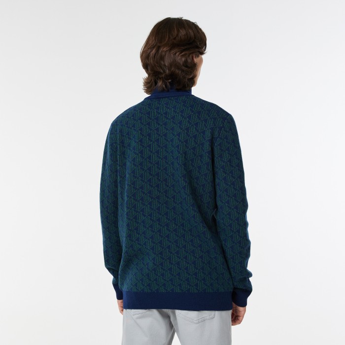 мужской свитер  contrast collar monogram от бренда lacoste вид слева