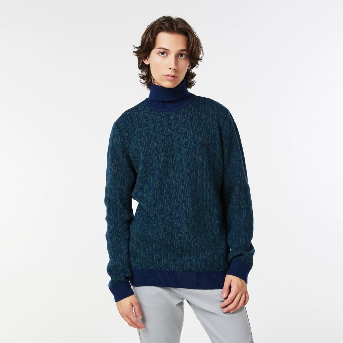 мужской свитер  contrast collar monogram из франции вид сбоку