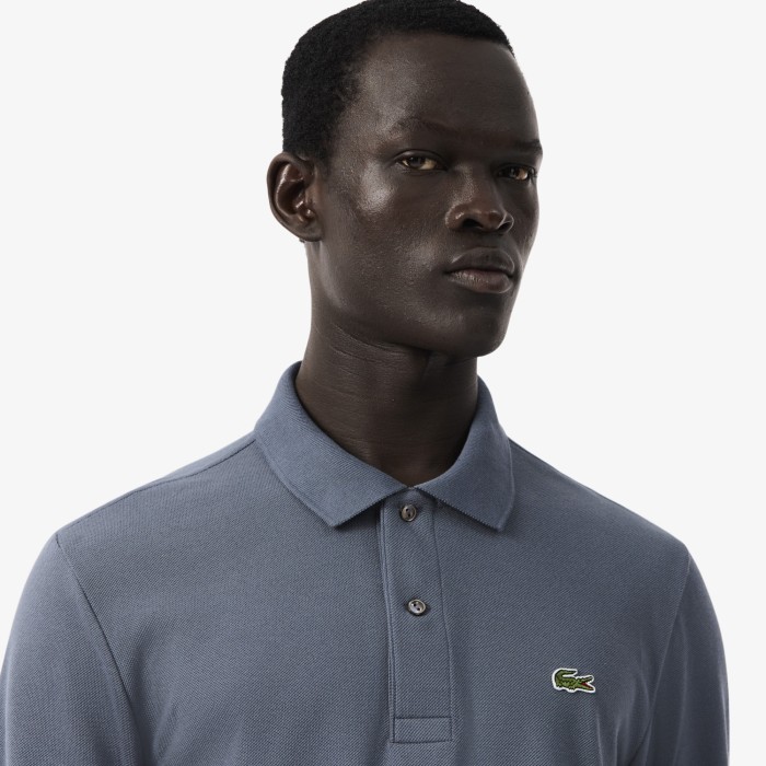 оригинальная мужская рубашка-поло  l.12.12 с длинным рукавом от бренда lacoste вид слева