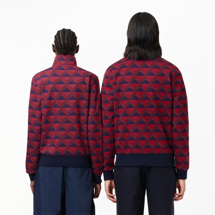 жаккардовая толстовка  унисекс на молнии от бренда lacoste вид слева
