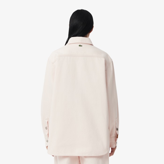 женская джинсовая куртка  из органического хлопка от бренда lacoste вид слева