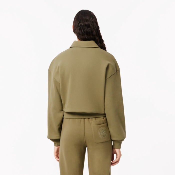 женская флисовая толстовка-поло  от бренда lacoste вид слева