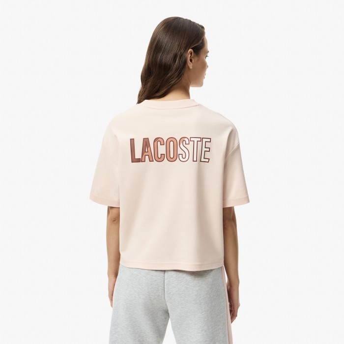 женская футболка  из хлопка от бренда lacoste вид слева