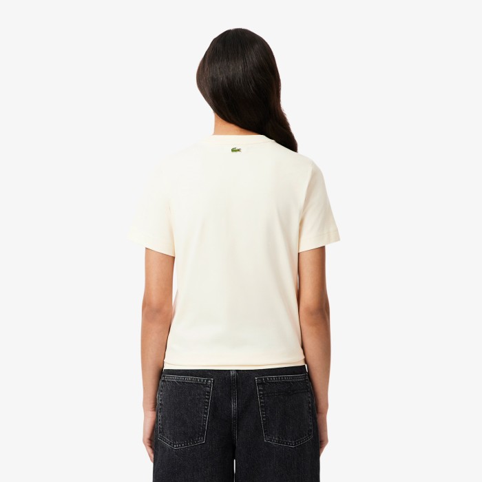 женская футболка  из органического хлопка от бренда lacoste вид слева