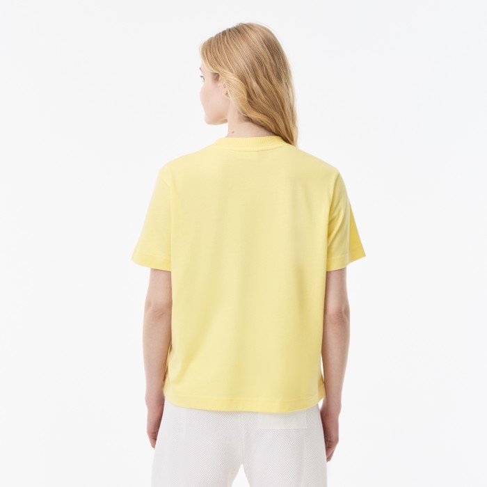 женская хлопковая футболка  от бренда lacoste вид слева