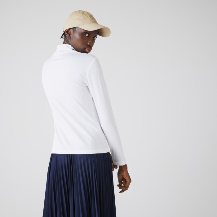 женская хлопковая водолазка  от бренда lacoste вид слева
