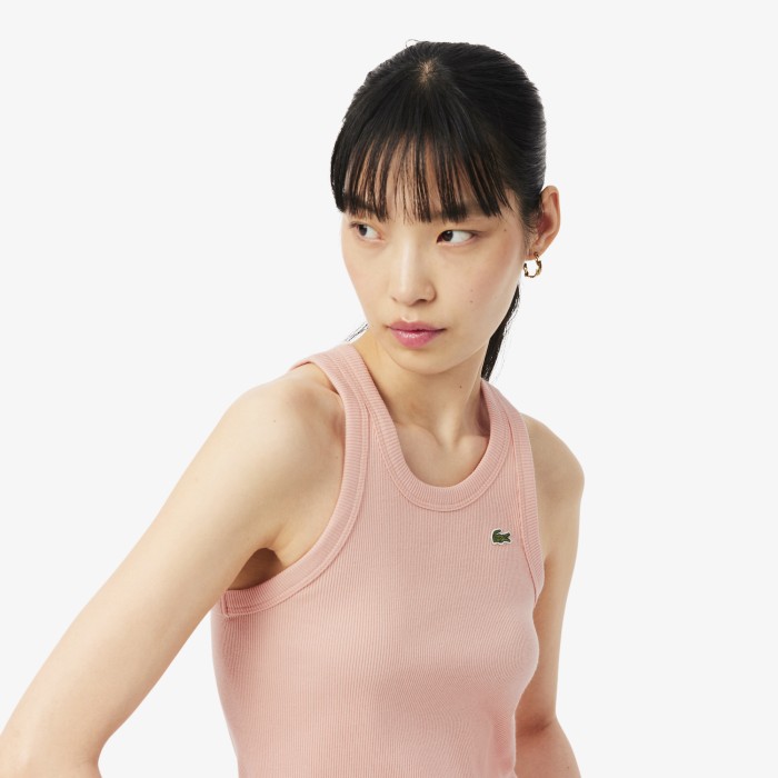 женская облегающая хлопковая майка  от бренда lacoste вид слева