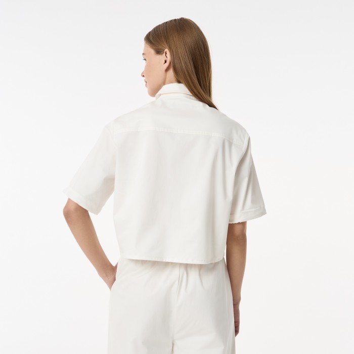 женская рубашка  из эластичного хлопка от бренда lacoste вид слева