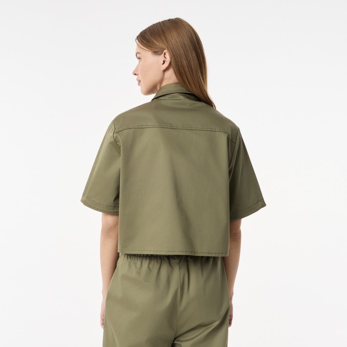 женская рубашка  из эластичного хлопка от бренда lacoste вид слева
