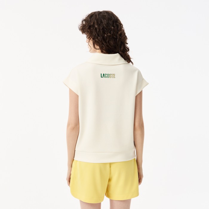 женская толстовка  с высоким воротом на молнии без рукавов от бренда lacoste вид слева