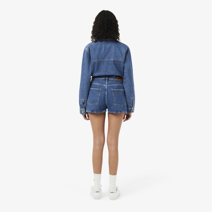 женские джинсовые короткие шорты  от бренда lacoste вид слева