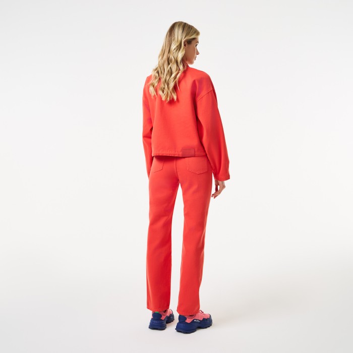 женские прямые джинсы  из экологиески чистого хлопка от бренда lacoste вид слева